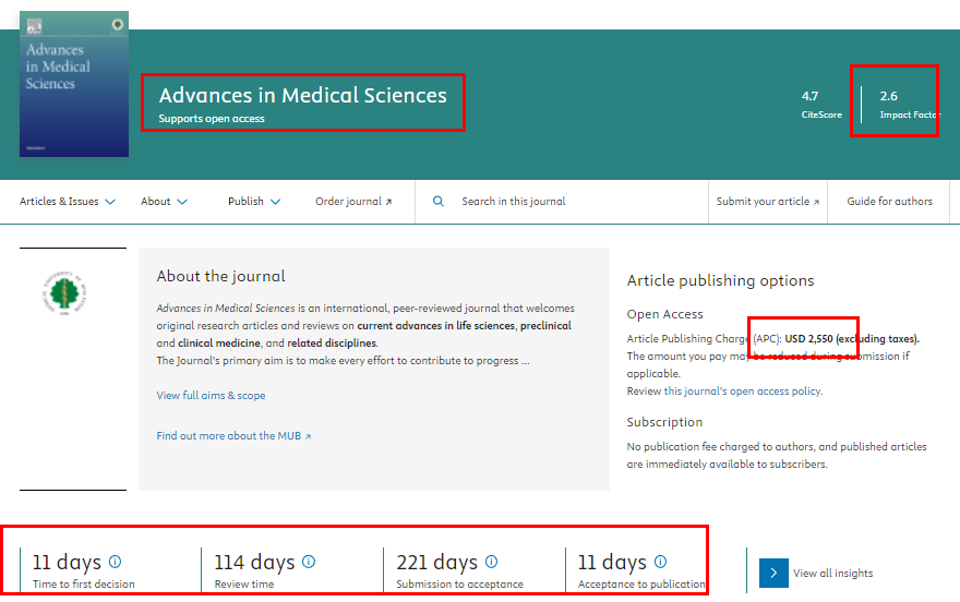 Advances In Medical Sciences