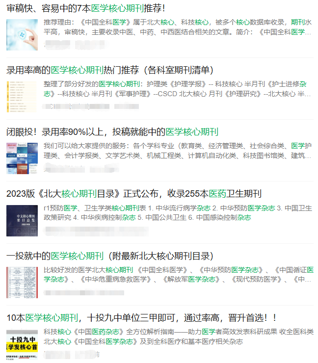 三甲醫(yī)院:晉升正副高級職稱投稿認(rèn)可的核心期刊